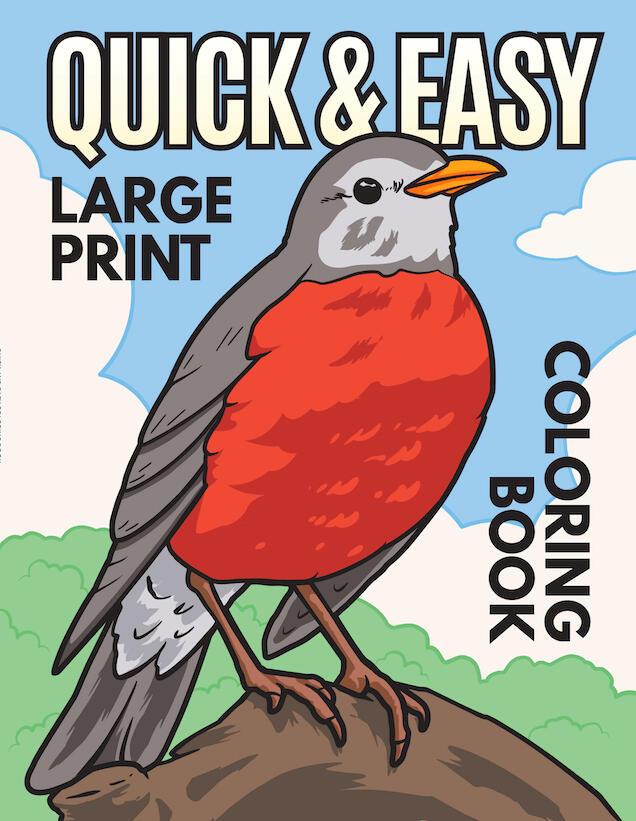 quick and easy large print coloring book bird cover design