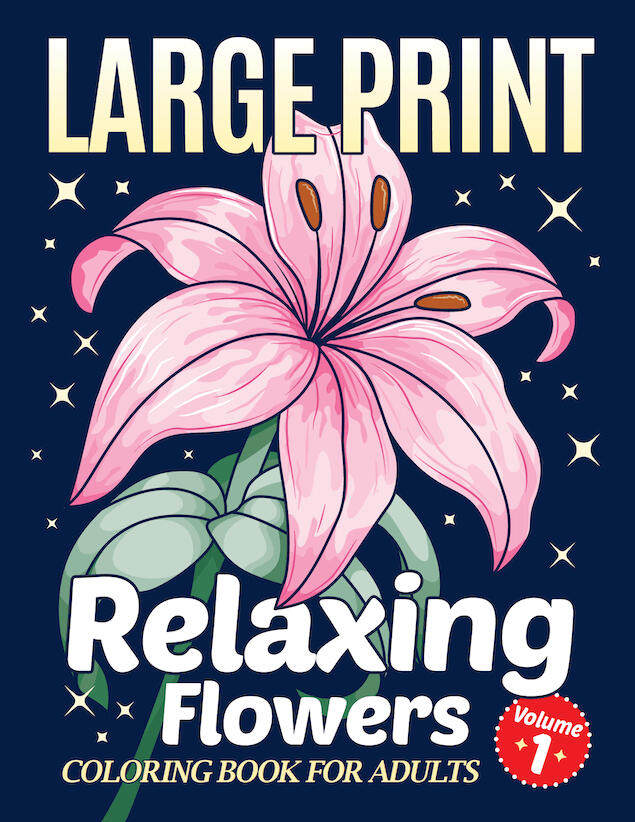 simple large print coloring book lily flower cover design