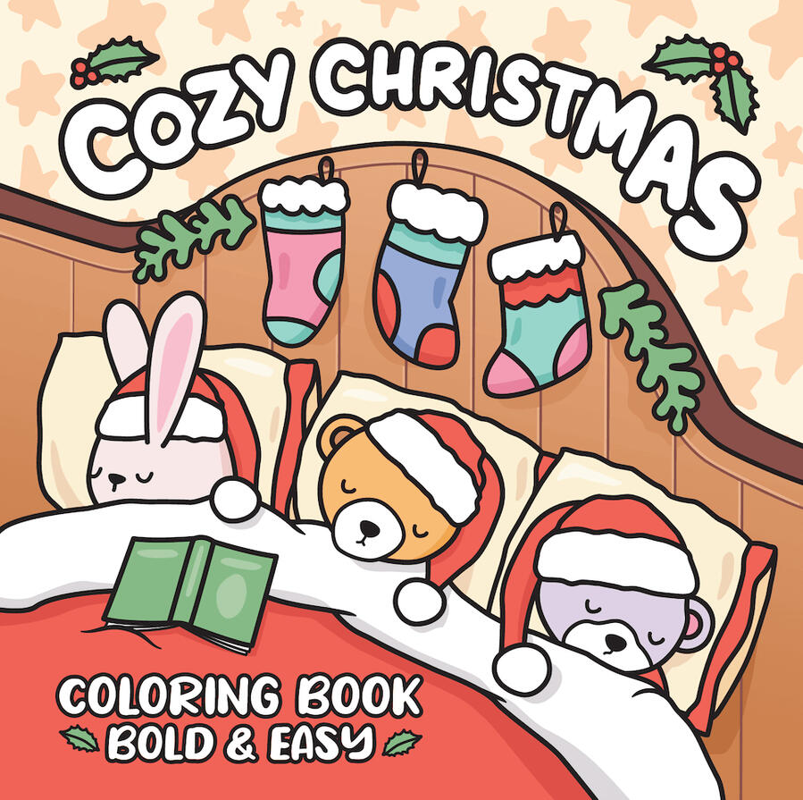 cozy christmas coloring book front cover design