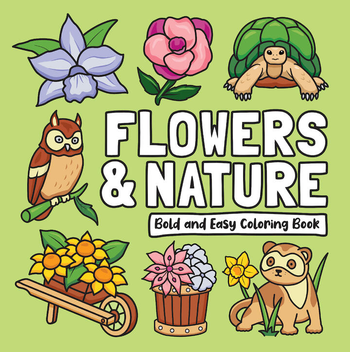 flowers and nature bold and easy coloring book cover design