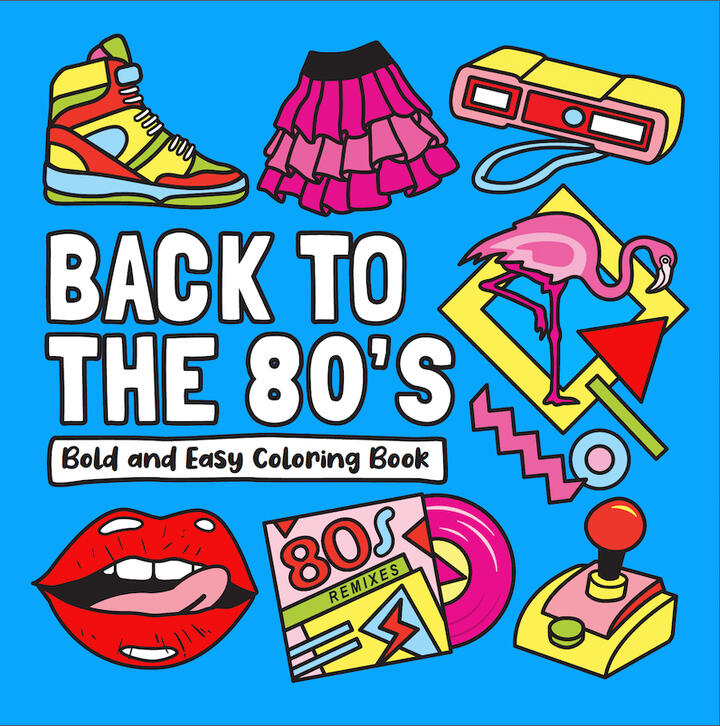 back to the 80s bold and easy coloring book cover design