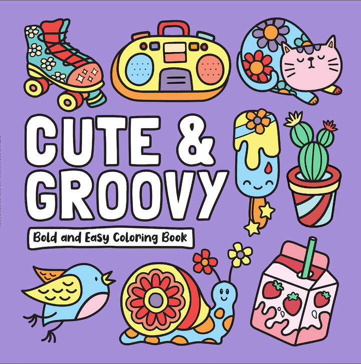 cute and groovy coloring book front cover design