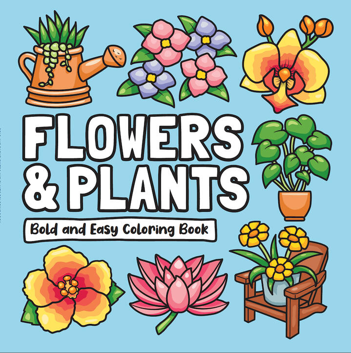 flowers and plants coloring book front cover design