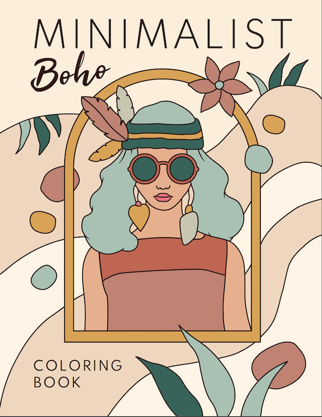 minimalist boho large print coloring book cover design