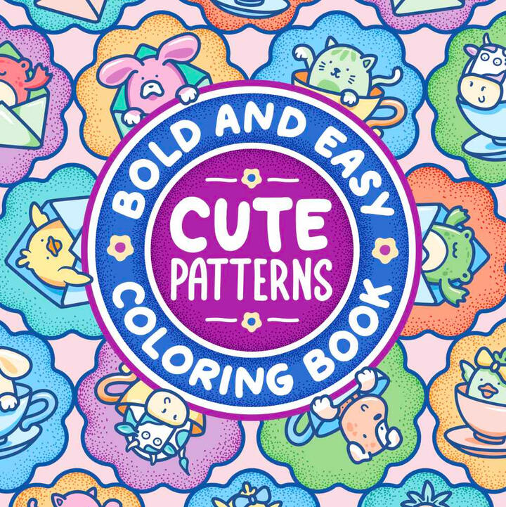 cute patterns coloring book front cover design