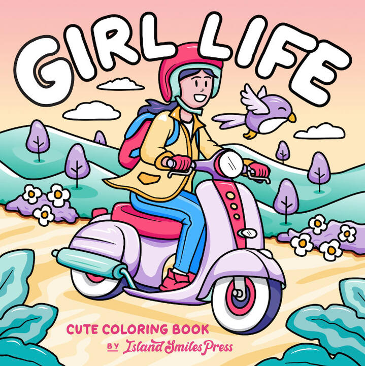girl Life cute coloring book cover design