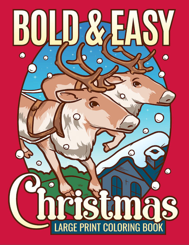 bold and easy christmas coloring book cover design