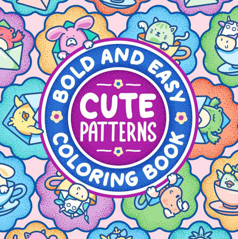 cute patterns coloring book front cover design